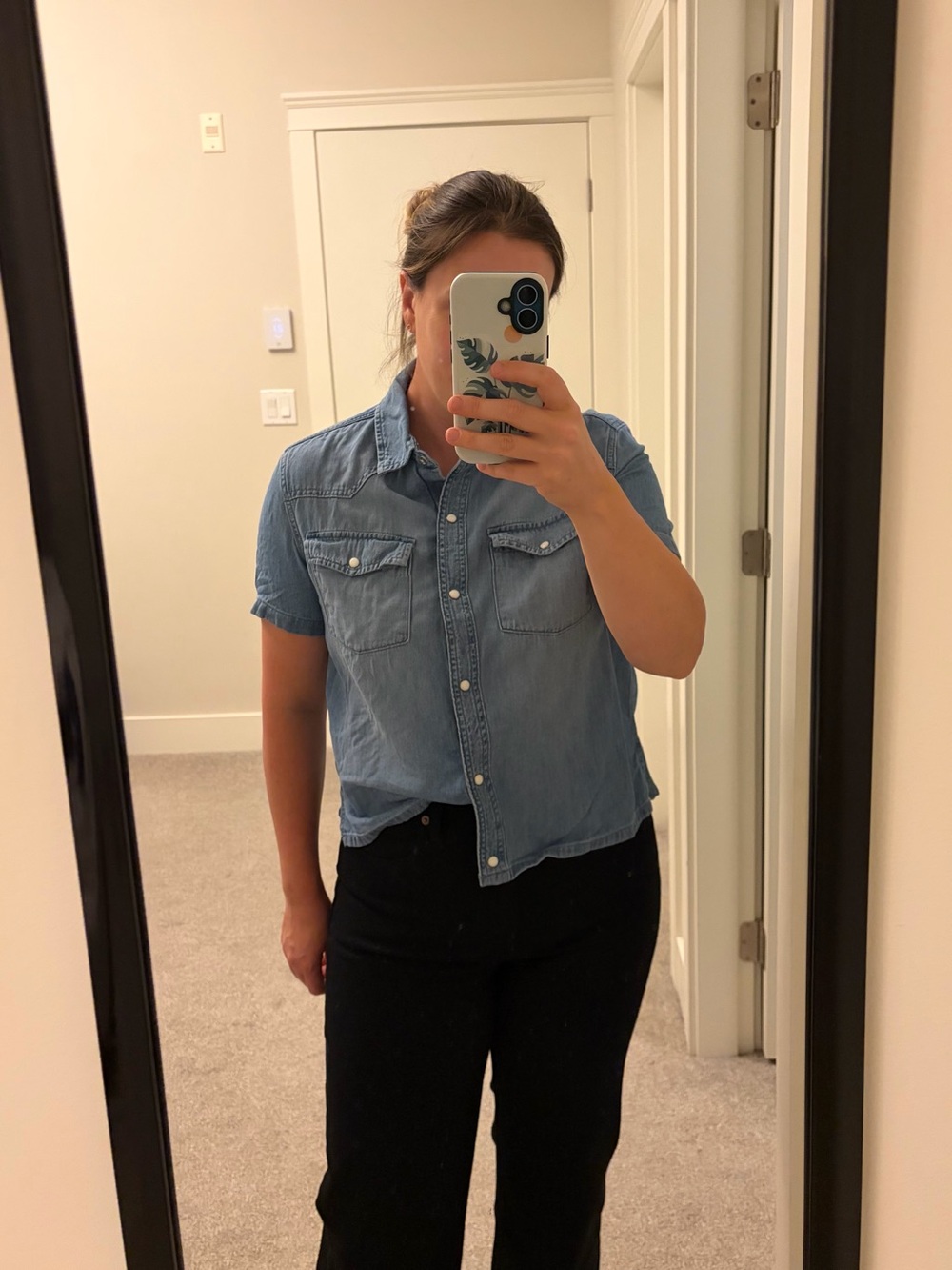 Lola River Stella Short-Sleeve Denim Shirt